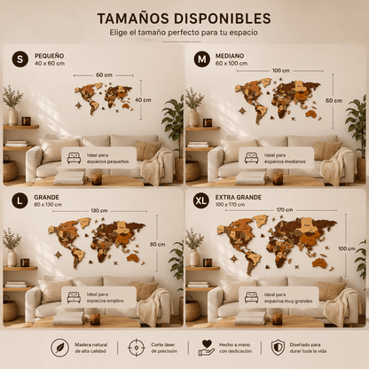 Mapa de Viajes PinTravel — Madera 3D - Pin Travel