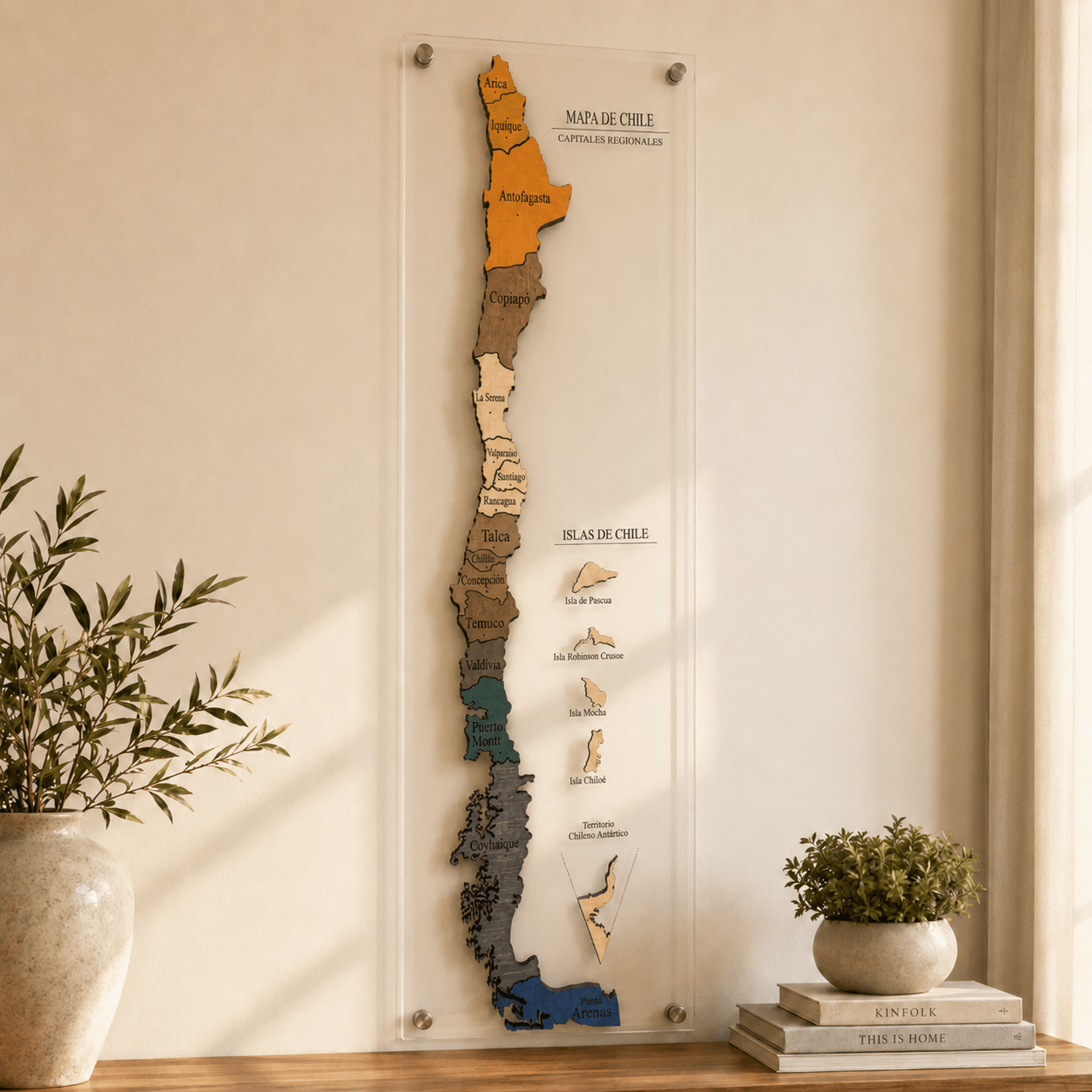 Mapa de Chile 3D — Base Acrílica - Pin Travel