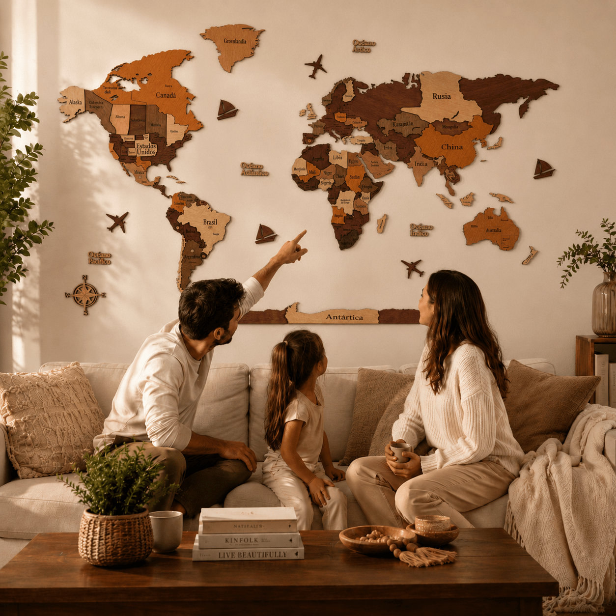 Mapa de Viajes PinTravel — Madera 3D - Pin Travel