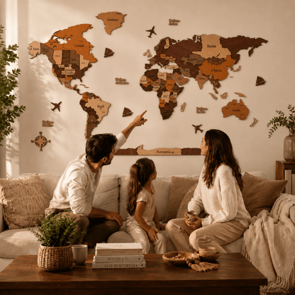 Mapa de Viajes PinTravel — Madera 3D - Pin Travel