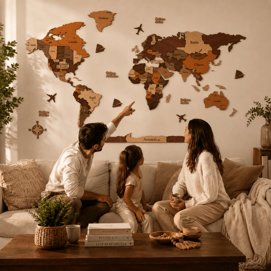 Mapa de Viajes PinTravel — Madera 3D - Pin Travel