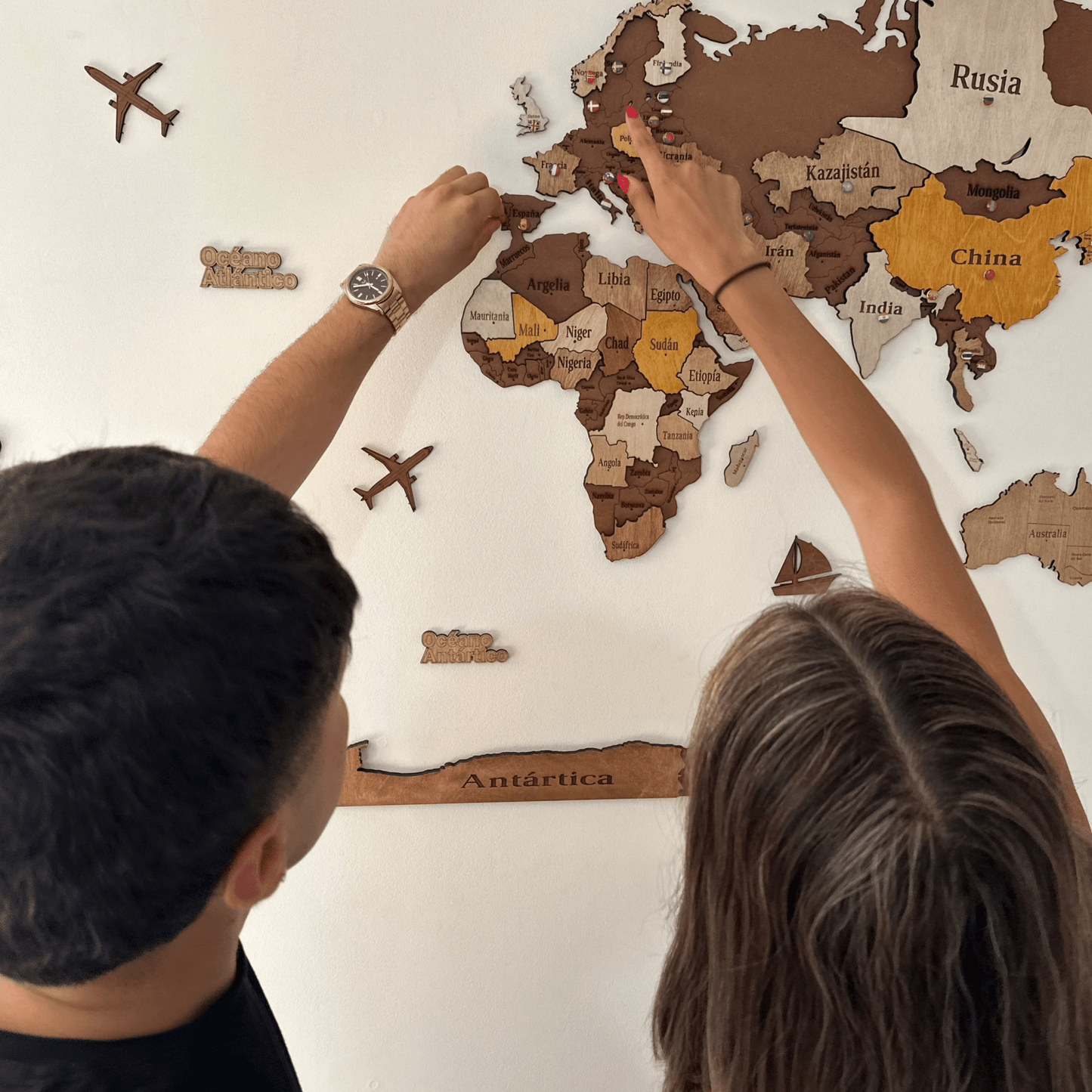 Mapa de Viajes PinTravel — Madera 3D - Pin Travel