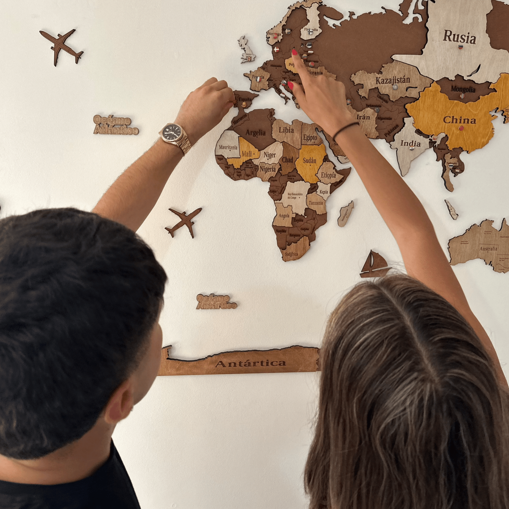 Mapa de Viajes PinTravel — Madera 3D - Pin Travel