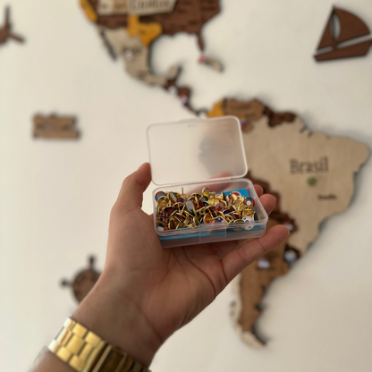 MAPA DEL MUNDO DE MADERA 3D MARRÓN