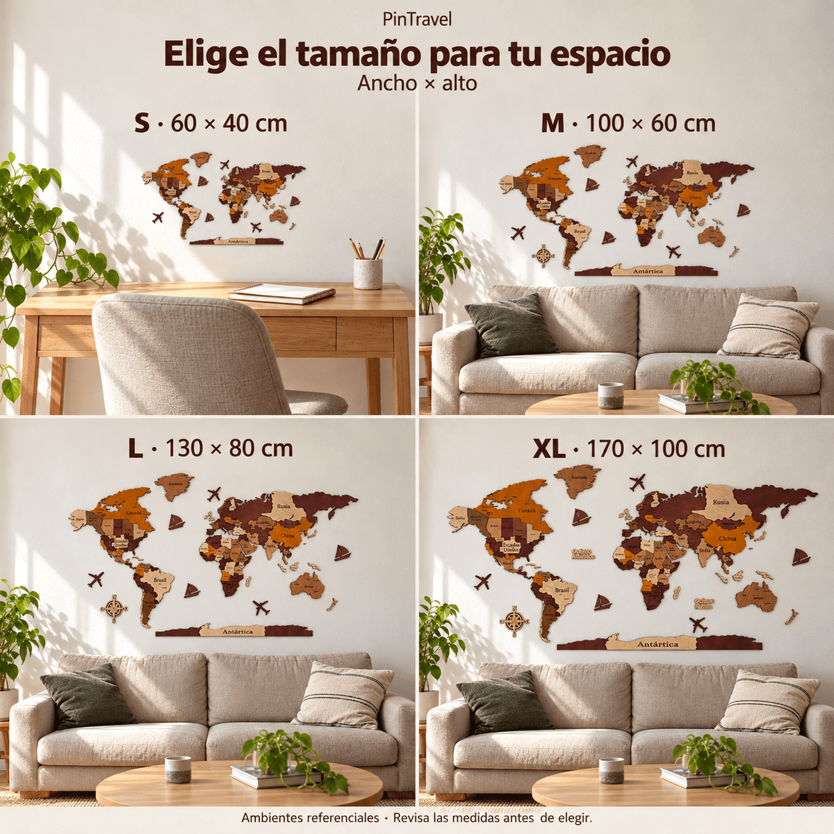 Mapa de Viajero Pin Travel 3D — Tonalidades Marrones - Pin Travel